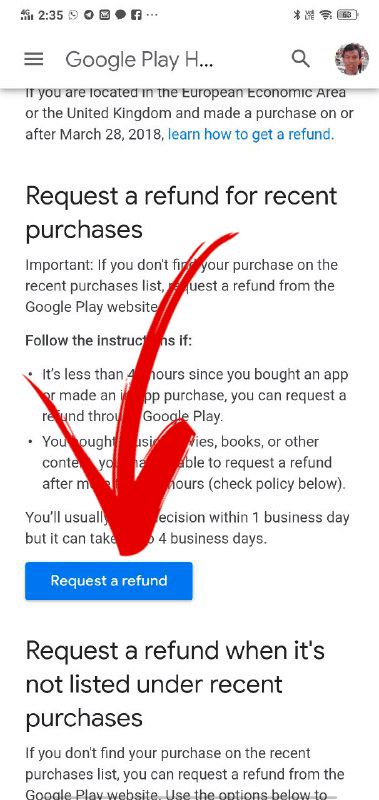 refund google play store